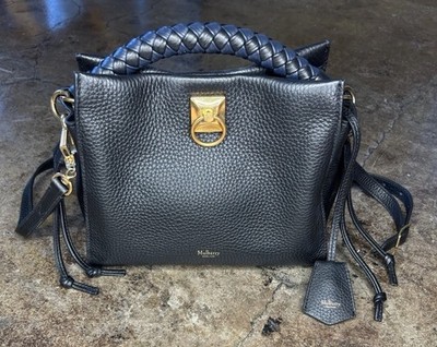 ￼ Mulberry Small Iris Bag Black & Midnight Heavy Grain