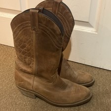 Vintage 90’s Made In USA Western Cowboy Boots Vibram Tan Leather UK7