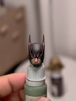 1/12 Scale Painted Future Bruce Wayne Mask Male Head Carved Model Toys