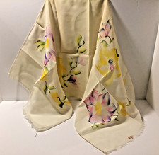 Vintage Women's Ladies Scarf Yellow and Pink Flower Print