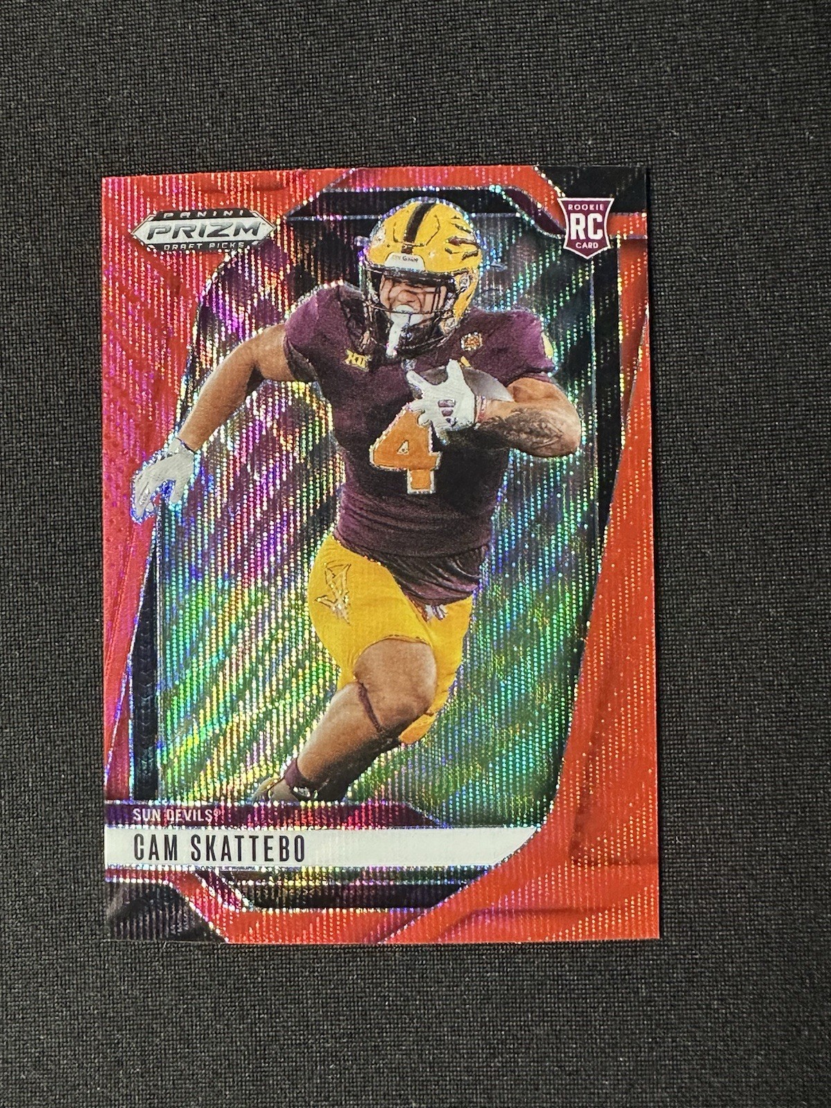 2025 Panini Prizm Draft Picks Cam Skattebo Ruby Wave Prizm #9 Rookie Card