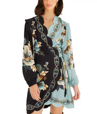 Farm Rio Snake Garden Wrap Dress Sz XL NWT Tropical Floral Mini Dress $298 Boho