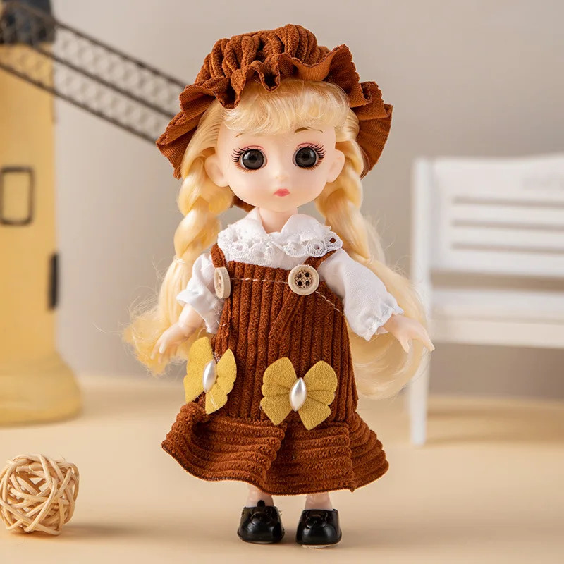 1/12 Doll 16cm Mini BJD Dress Up Doll Toys with Clothes Shoes