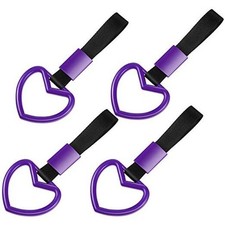 4 Pieces Ring Heart-Shaped Car Hand Strap Decorative Warning Purple, Black