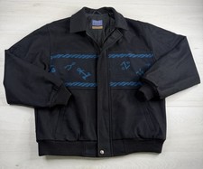 Vtg Pendleton High Grade Western Wear Bomber Jacket Wool Aztec Cowboy 80s Mens L