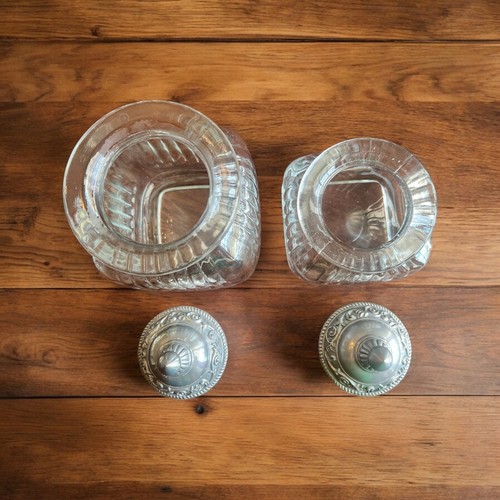 Artland Canister Set of 2-Clear Ribbed-Mayfair Lid-Biscuit Jar-Apothecary-Cookie - Picture 5 of 7