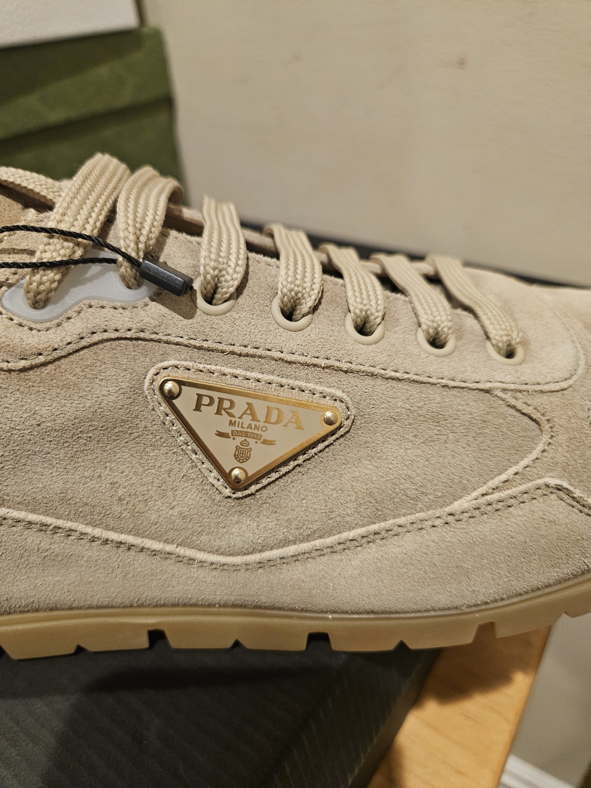 PRADA Suede Downtown Sneakers - Beige - NEW -  US 9.5 thumbnail 2
