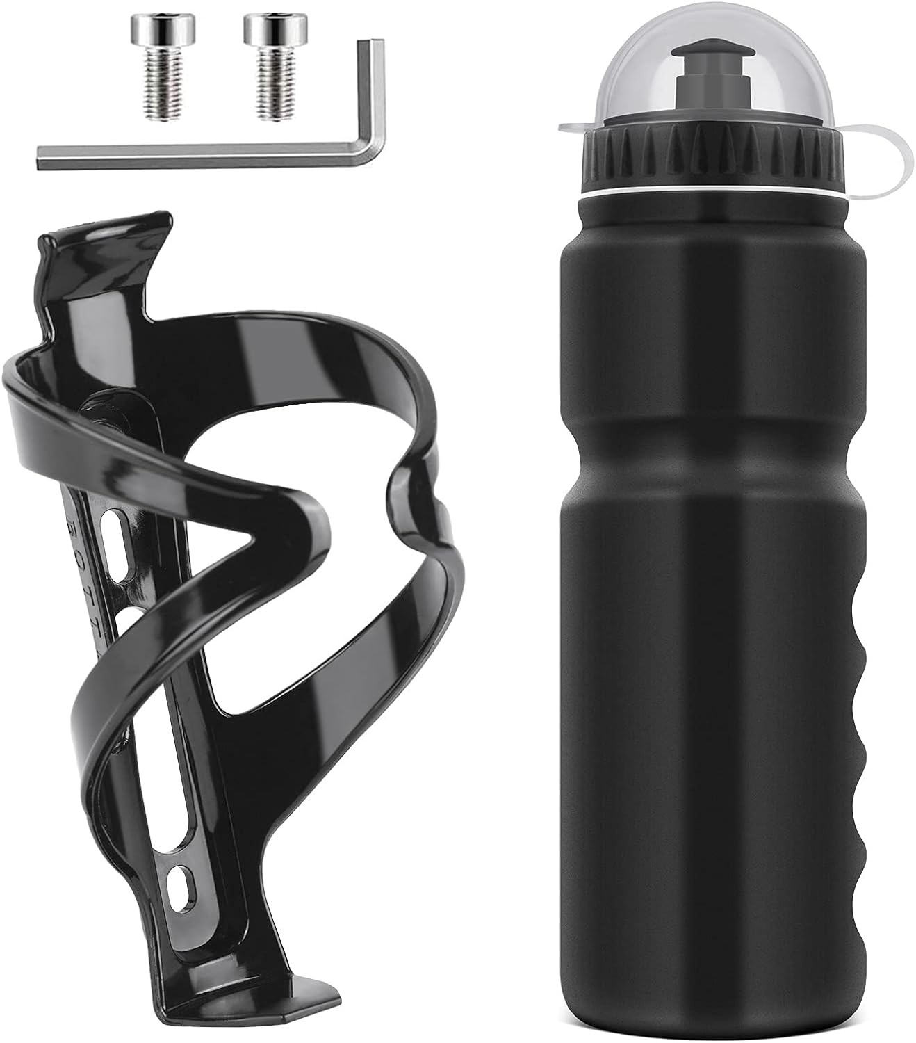 Cage With Bpa-free 800ml/28oz Bike Bottle, Black Gloss S