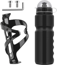 Bike Water Bottle Cage w/ 28oz Bottle Set BPA-Free Bicycle Holder for Road MTB