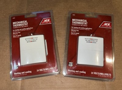 2 units ACE Mechanical Thermostat for Heating and Cooling 24 Volts Model 42351