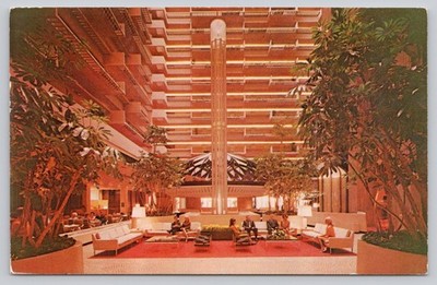 Regency Hyatt House Atlanta GA 1970 Postcard Mid-Century Modern Atrium Dexter