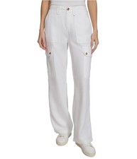 Tommy Hilfiger Womens Festival Linen Blend Casual Cargo Pants, white, 16