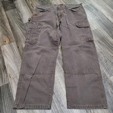 Wrangler Riggs Jeans Men 38x30 Brown Double Knee Carpentar Ripstop Workwear