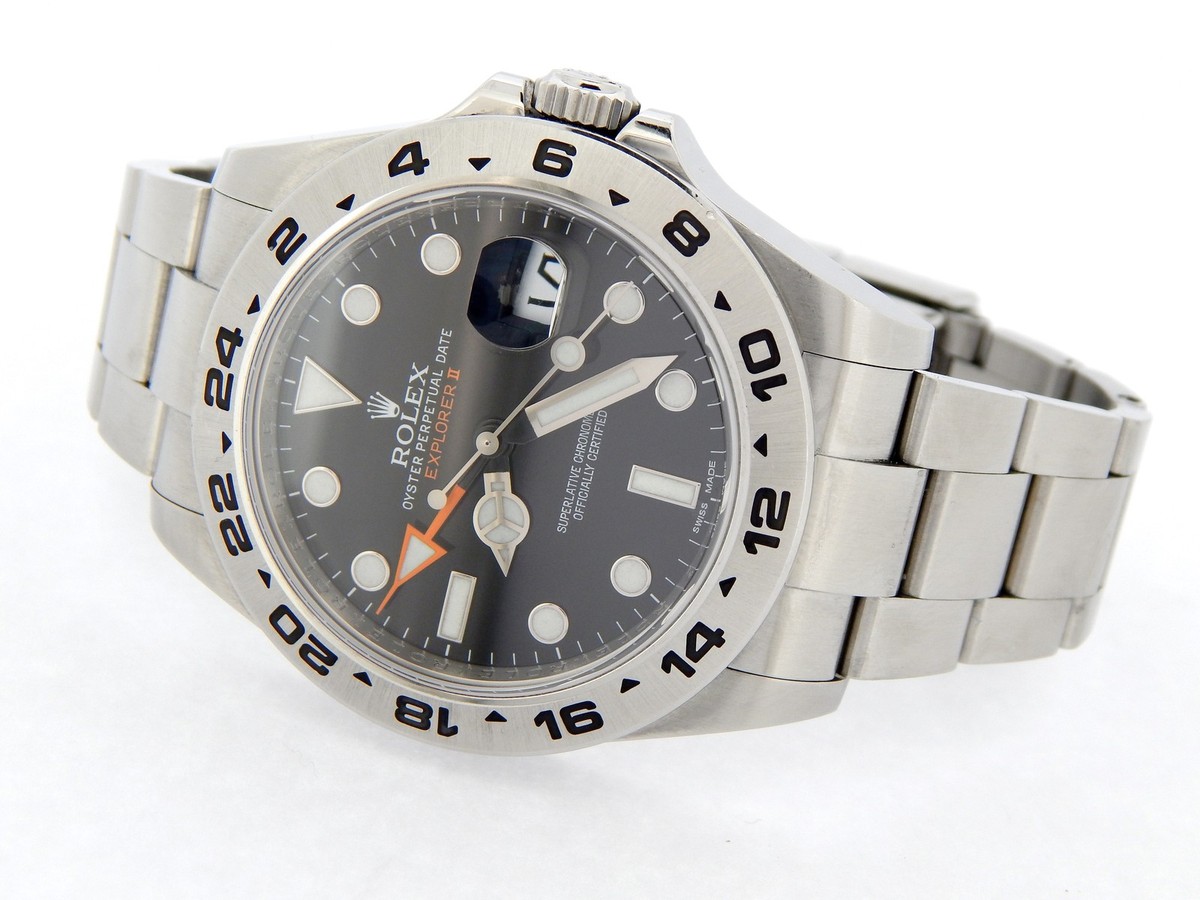 Rolex Explorer II Mens Stainless Steel Watch 42mm Orange Hand