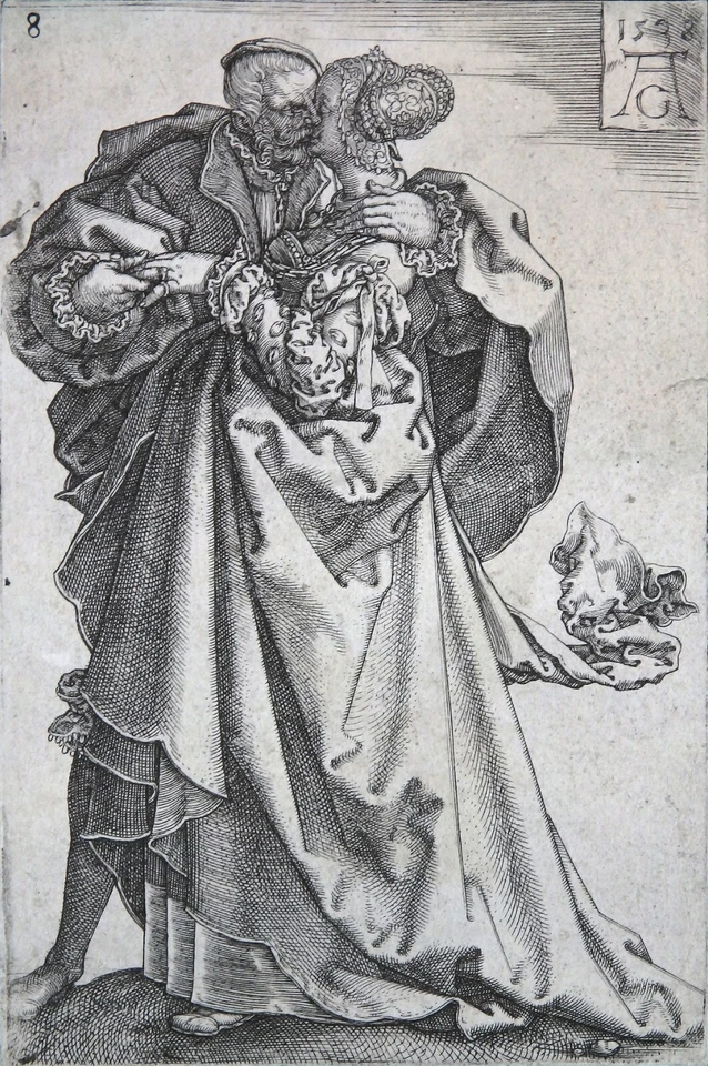 ALDEGREVER HOCHZEITSTÄNZER KÜSSENDES PAAR KUPFERSTICH SAMMLUNG SIGNIER 1538 - Bild 2 von 4