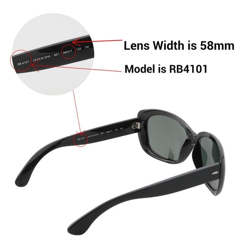 Walleva Black Polarized Replacement Lenses For Ray-Ban RB4101 Jackie Ohh 58mm - Picture 3 of 7