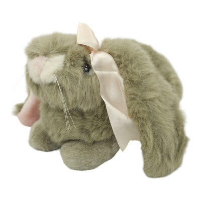 Bunny Rabbit Floppy Ears Pink Bow Plush Vintage 90s Stuffed Animal