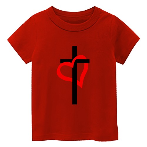 Jesus Heart Cross Love Kid's T-Shirt USA Christianity Holiday Party New Gift Tee - Picture 7 of 14
