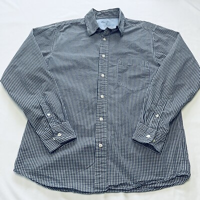 Eddie Bauer Legend Wash Blue White Checks Button Down Shirt Men Size Medium
