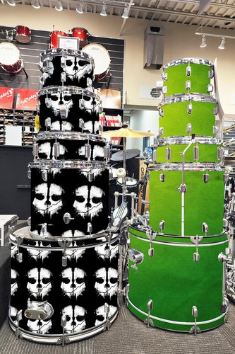 Drum Wrap Percussion Shell Cover Bass Kick Snare Tom DIY-Black & White Skull 353 - Picture 8 of 11