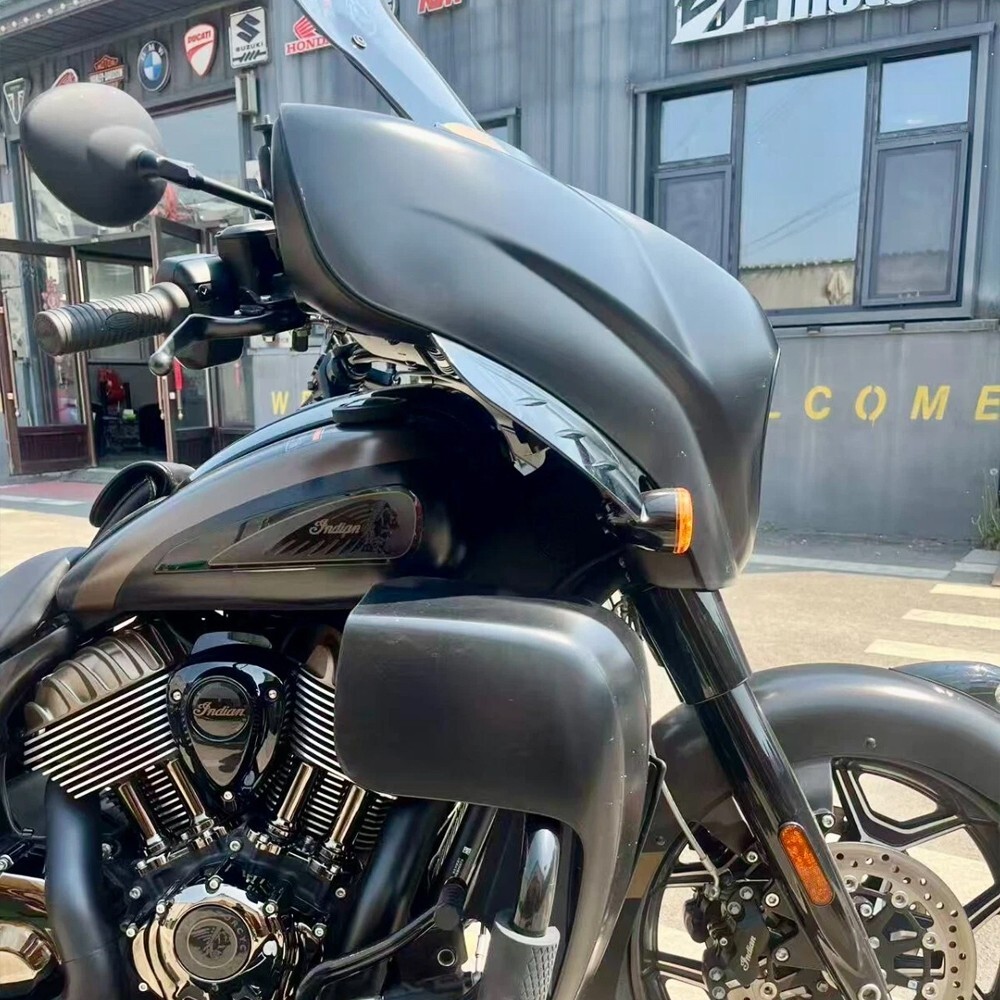 Fixed Air Deflector Kit For Indian Chieftain/Roadmaster 2019-2024 – Smoked Gray, PC Material – Wind Protection