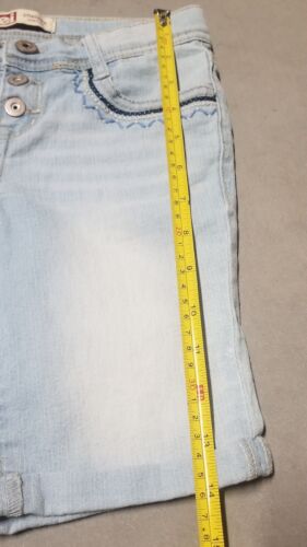 LEI Embroidered Blue Flower adjustable waist denim shorts Girls Size 8 Kids - Picture 4 of 11