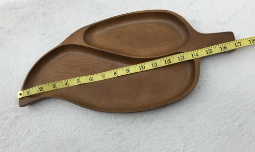 Compartimiento de madera vintage bandeja de hojas tazón aperitivo baratija plato astillado y sumergido lote de 2 - Imagen 9 de 10