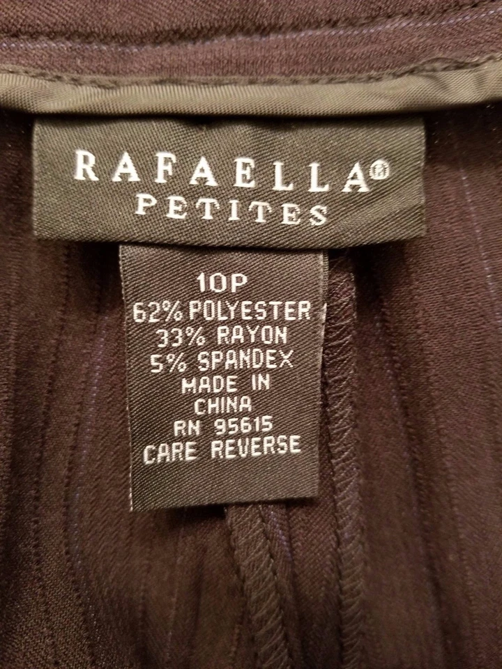 Rafaella Womens Pants Size 10P 10 Petite Black Blue Striped NEW - Image 2 of 3