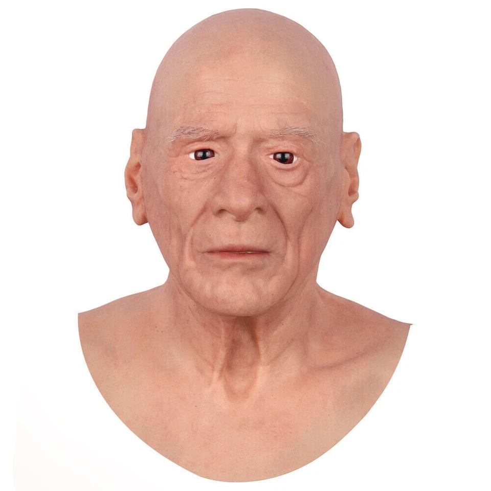 Realistic Silicone Old Man Mask Full Male Head Mask Disguise Cosplay Mask - Image 4 of 4