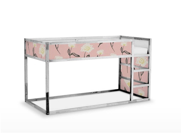 CAMA IKEA KURA Calcomanía Extraíble Autoadhesiva Pegatina Muebles Flores Delicadas