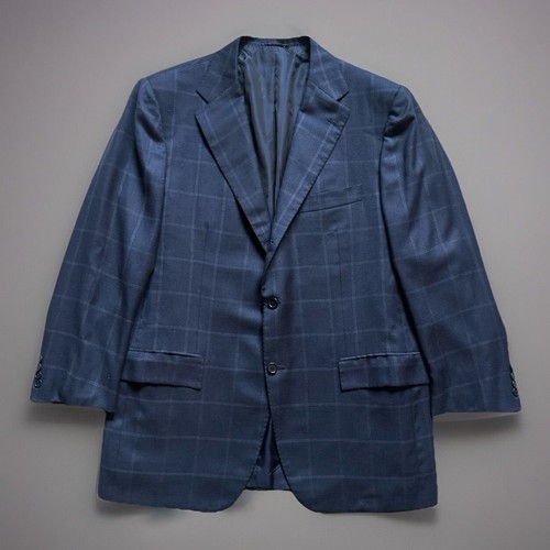 Kiton 100% Cashmere Midnight Blue Windowpane Men's Sport Coat 46 R - Picture 5 of 10