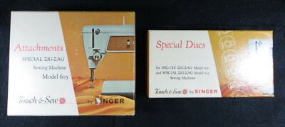 2 Vintage Boxes of  ZIG-ZAG ATTACHMENTS and SPECIAL DISCS for Singer     MD2