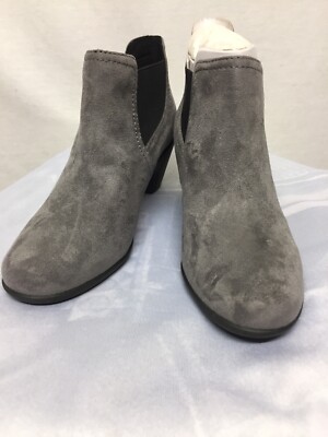 Evolve Easy Spirit Solid Grey Suede Ankle Shaft Heel Boots Booties