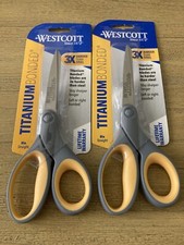 2 Pack Westcott Titanium Bonded 8" Straight Scissors Yellow Gray ACM13529