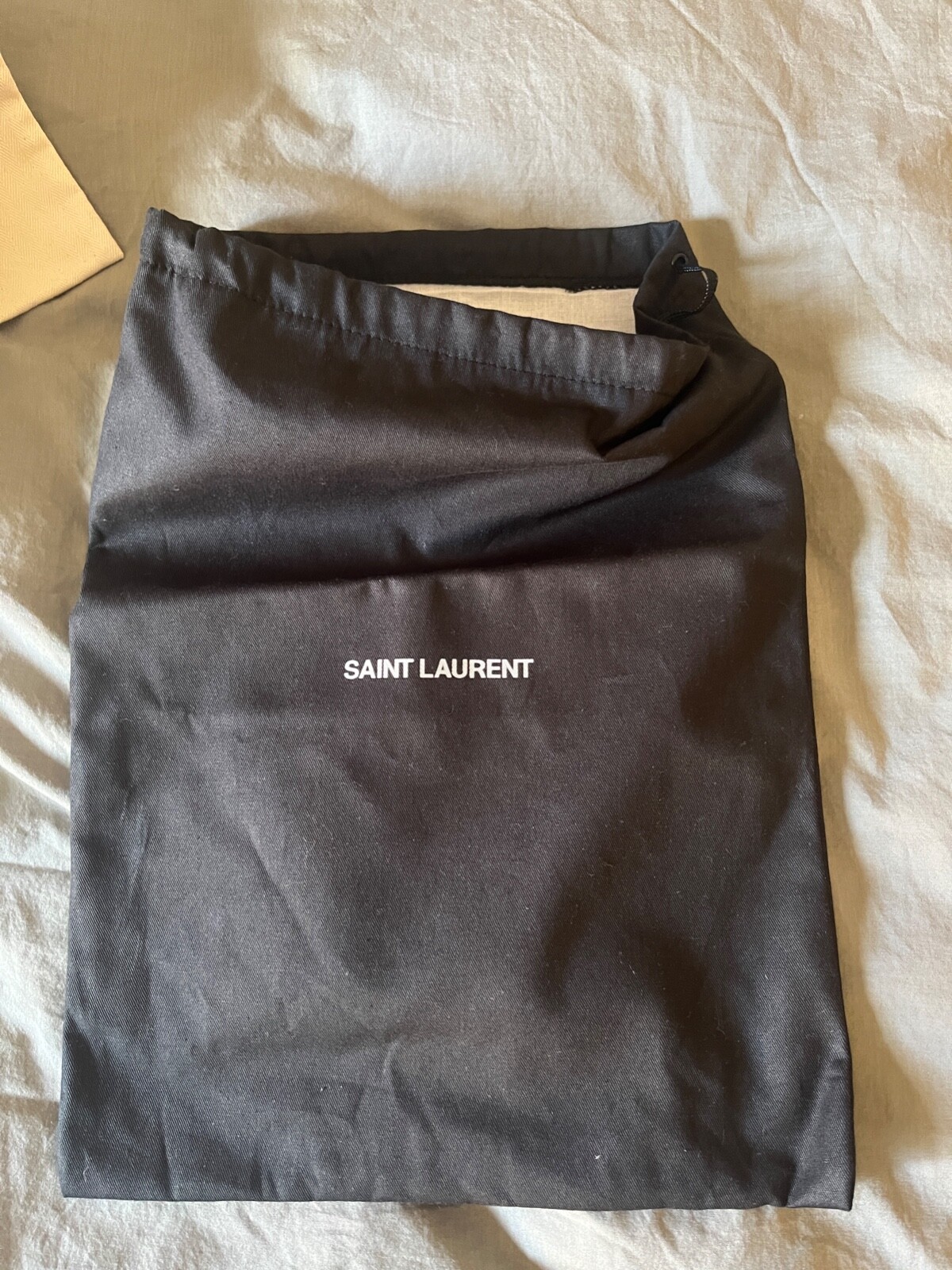 Autentico sacchetto antipolvere per scarpe Saint Laurent Paris nero mai usat logoco bi 1 x0