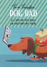 Designer Greetings Dog with Remote Balanced on Nose Father's Day Card from Dog
