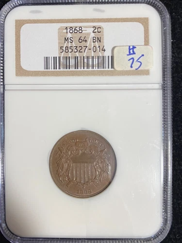 US TWO CENT PC 1868 MS64 BN NGC