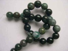 Natural Moss agate round beads 14mm. Genuine gemstone beads. Full strand 15''