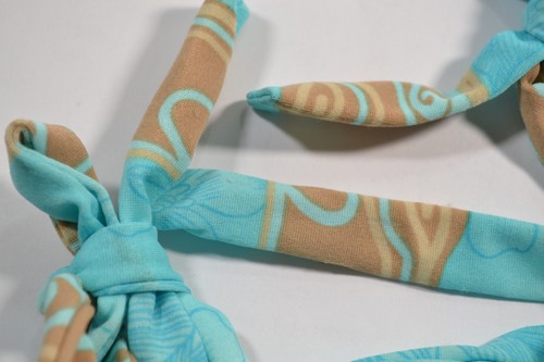 De La Mer AT TIE SIDE Blue Tan Striped Swirl Flower Swim Junior's Bikini Bottoms - Foto 8 di 11