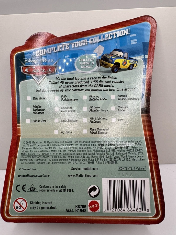 2009 Disney Pixar Cars Final Lap Collection #153 MATTHEW "TRUE BLUE" MCCREW NEW! - Image 2 of 2