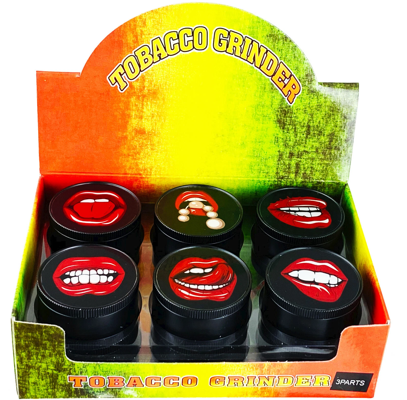 12 PACK 2" Aluminum Black Grinder 3 PC Tobacco Herb Spice Crusher Red Lip Pearl
Opens in a new windo