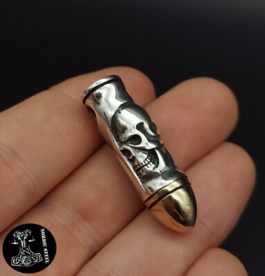 Sterling Silver 925 Pendant Cartridge Skull Skull Solid 9.5 Grams Solid NEW
