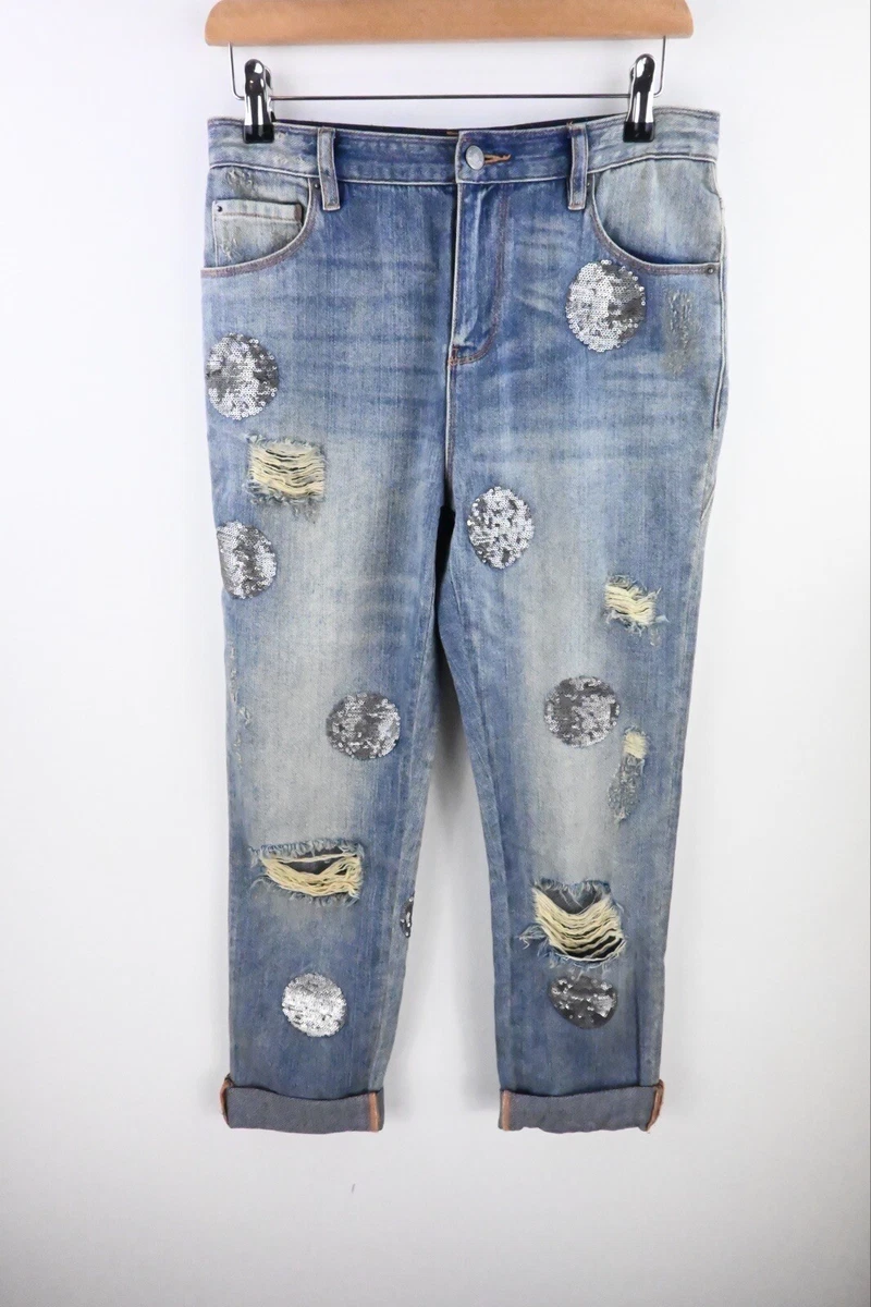 Distressed sequin sale jeans
