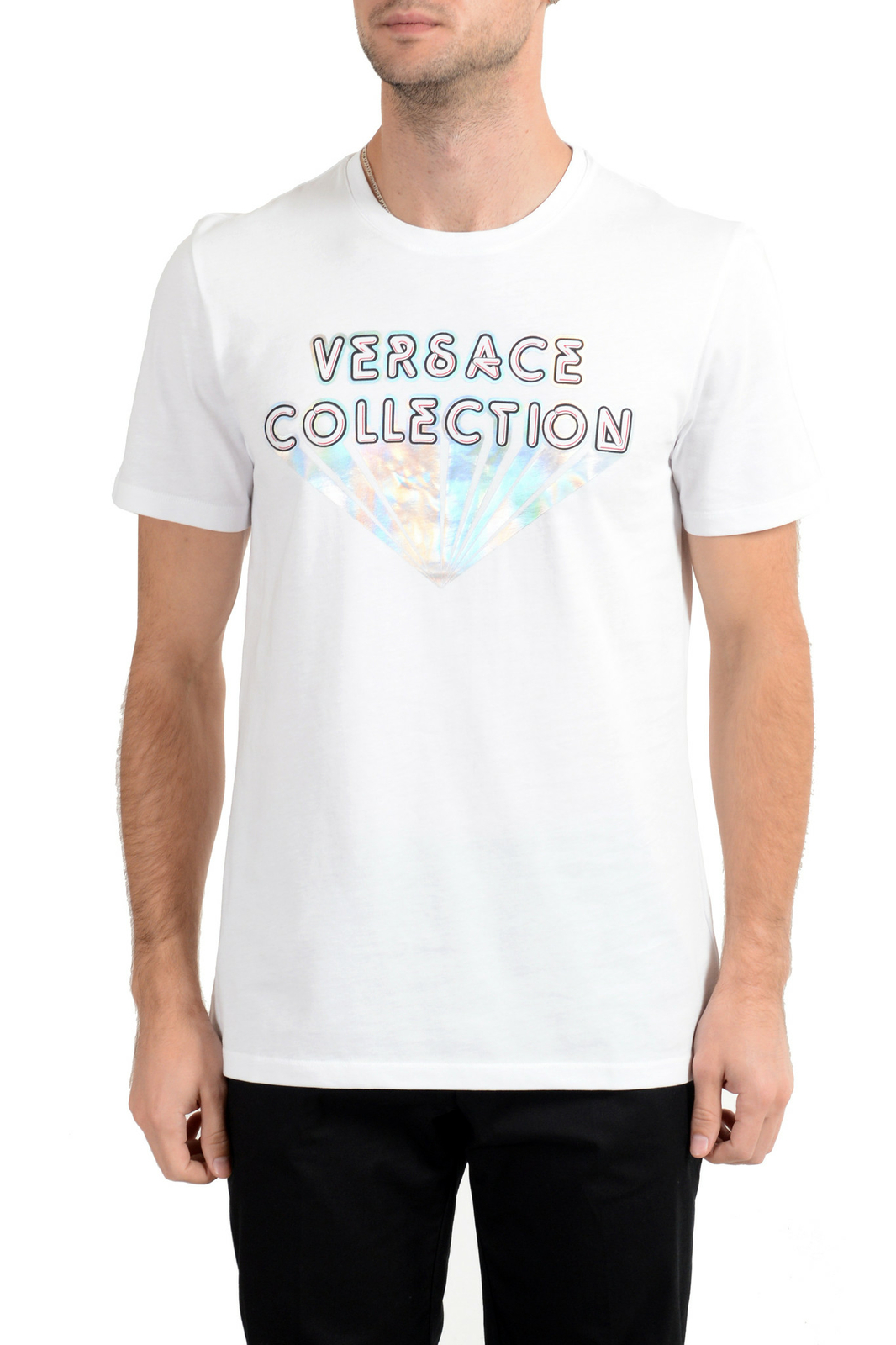 Мужская белая футболка с круглым вырезом и графическим принтом из коллекции Versace размеры S M L XL 2XL 16890₽
