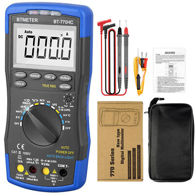 BTMETER TRMS Hand-Multimeter Digital AC DC Amp Voltmeter CAT III 1000V Kapazität