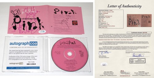 AEROSMITH All 5 signed "PINK" CD Single STEVEN TYLER Joe Perry JSA ACOA COA Rare