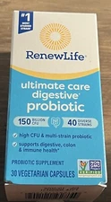 Renew Life Ultimate Care Digestive Probiotic 150 Billion CFU 30 Caps EX 10/2026+
