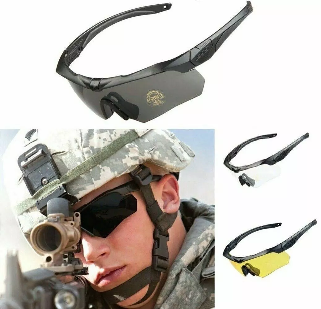 Gafas de sol de tiro balístico militares tácticas de combate ANSI Z87.1 con  3 le