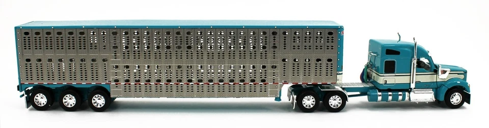 DCP 1:64 *AQUA & CREAM* Kenworth W990 High Roof & WILSON LIVESTOCK TRAILER NIB - Image 3 of 4