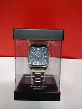 Vintage Kenneth Cole Reaction Fragrances Silver Tone Stainless Mens Watch NIP 